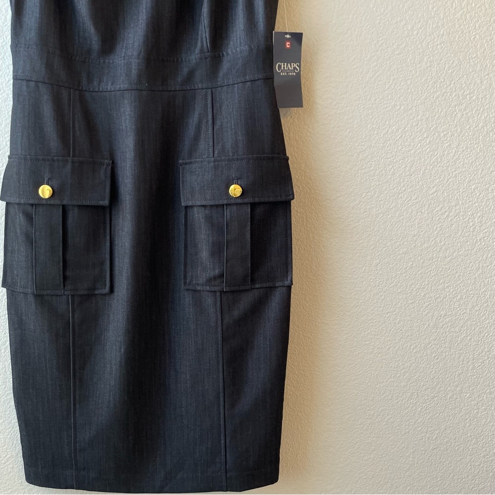 Chaps nwt denim stretch sheath dress size 4 business casual